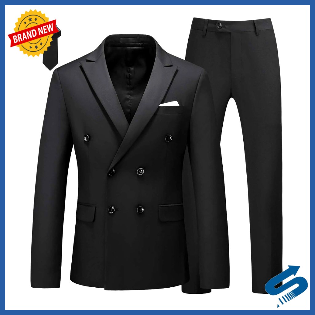 Slim Fit 2-Piece Suit With Double Breasted Blazer, Dry Clean Only